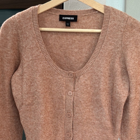 Express Cropped Cardigan - Blush/Heather Pink Size S - Picture 6 of 10